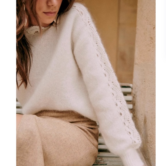 BEST Sezane Stacy Jumper Sweater - Ecru Ivory French Wool Mohair Knit - Picture 9 of 11